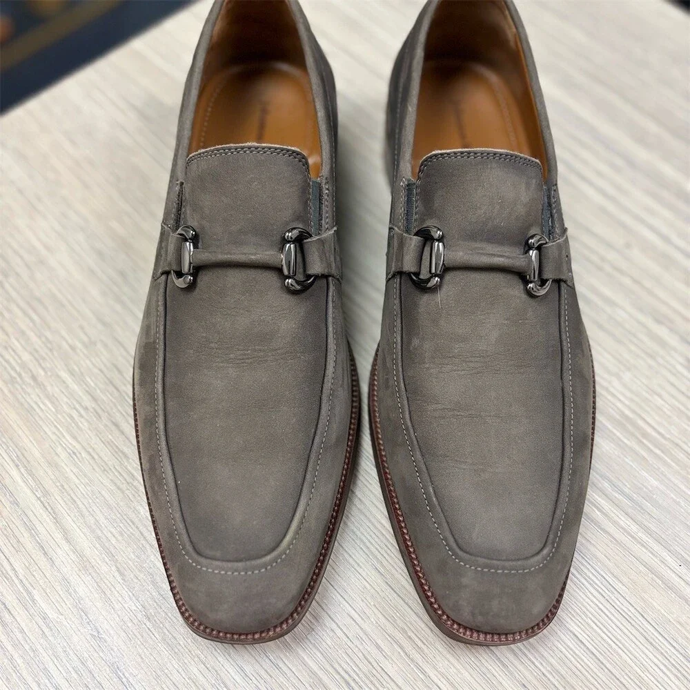 Johnston & Murphy Men's Gray Suede Bit Loafers Slip-On Dress Shoes 10.5